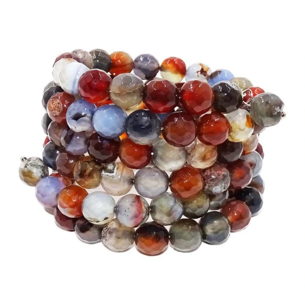 Multi Color Agate Coil Wrap Bracelet - Picture 5 of 7